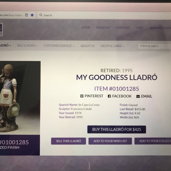 ‼️REDUCED‼️💐Vintage Rare Find Retired LLARDO 💐 - Picture 5 of 7